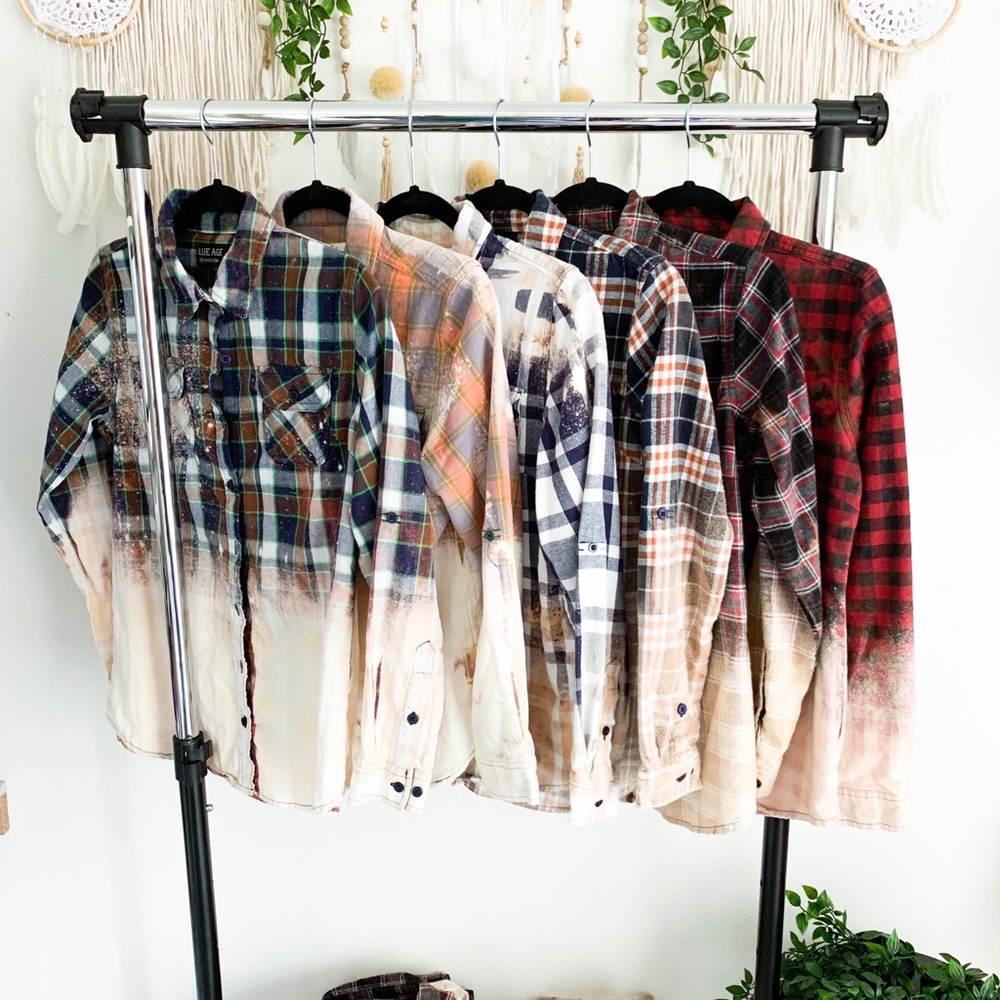Blue & Orange Bleached Flannel - Picture 4 of 6